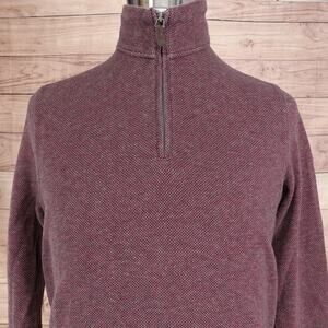 Tasso Elba Sweater Mens Medium Red 1/4 Zip Mock Neck Cotton Blend Pullover